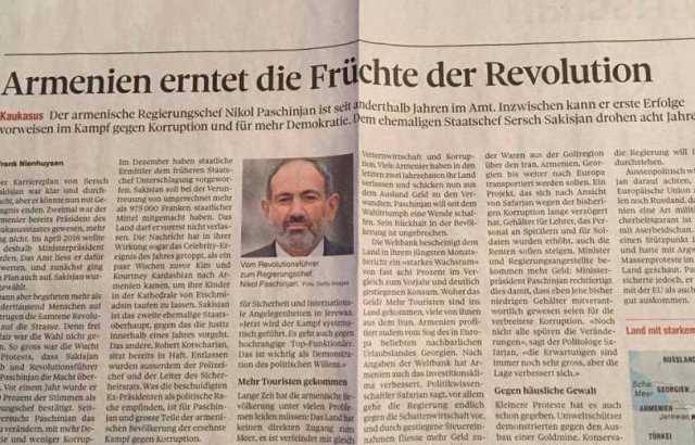 Тыл Пашиняна неуязвим благодаря доверию народа: статья в газете «Berner Zeitung»