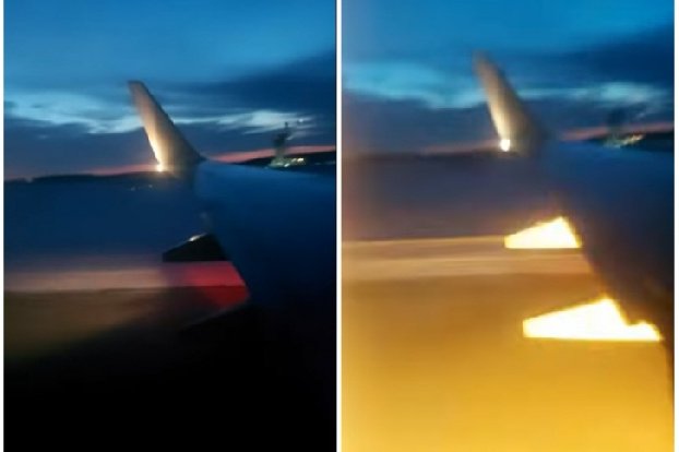 Пассажиры сняли на видео вспыхнувший двигатель вылетавшего из Тюмени в Ереван лайнера